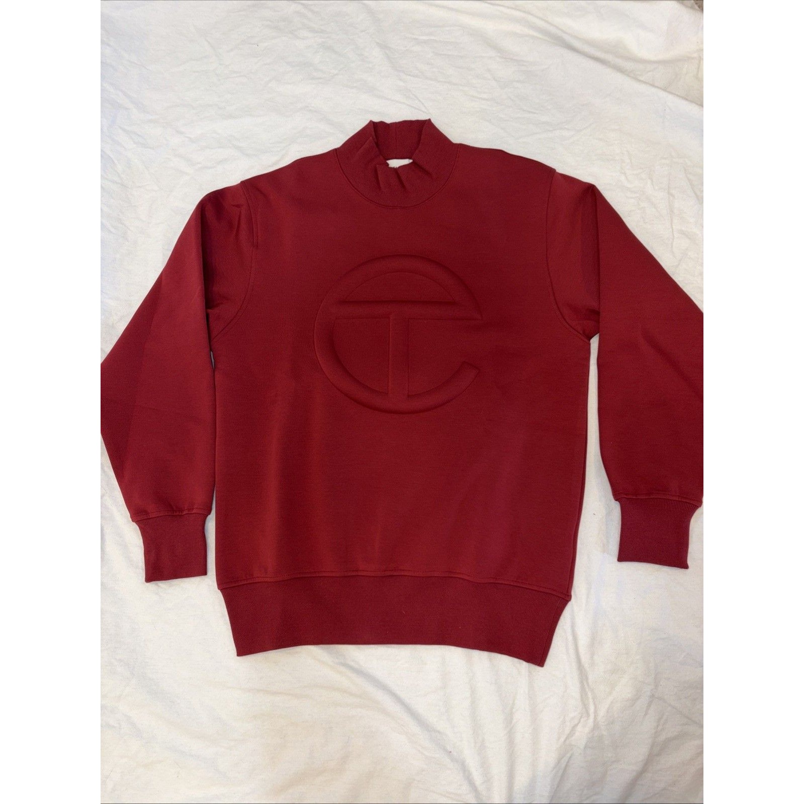 Telfar Mock Neck Embossed Red Sweatshirt Men's Size Medium New With Tags — image 5 of 8